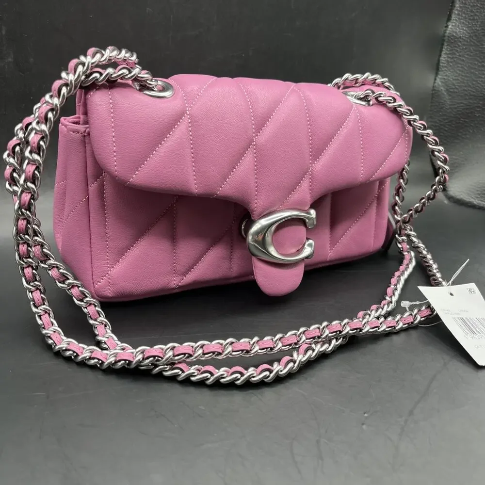 Coach Tabby 26 Vivid Pink Quilted Leather Shoulder Bag Chain Strap Purse CP149